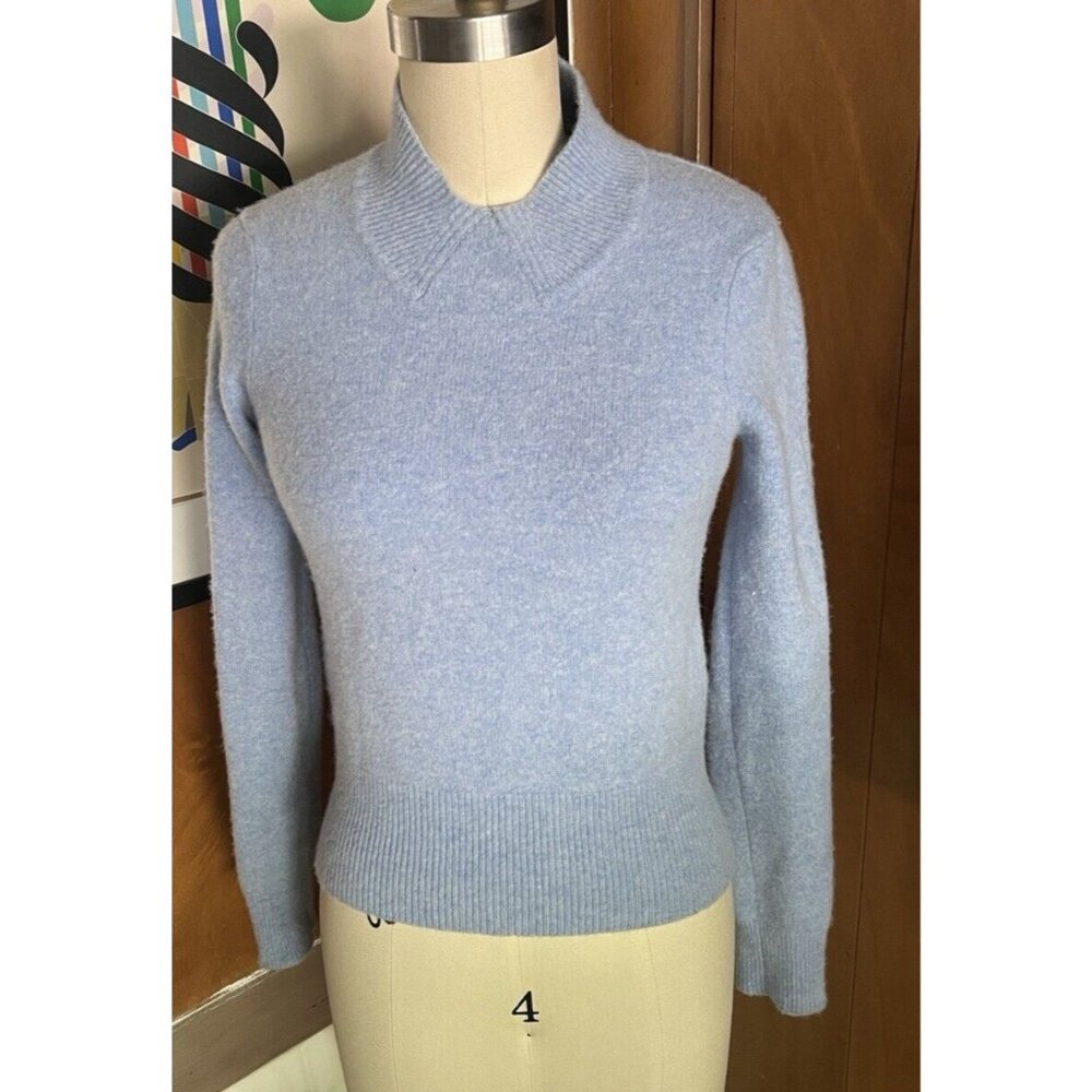 VICTORIA BECKHAM Wool blue Sweater Size XS ribbed high neck